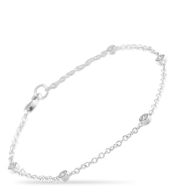 14K White Gold and 0.20ctw Diamond 7" Bracelet