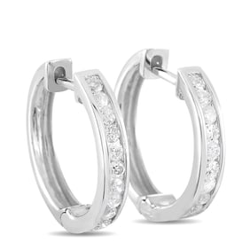 14K White Gold and 0.50ctw Diamond Hoop Earrings