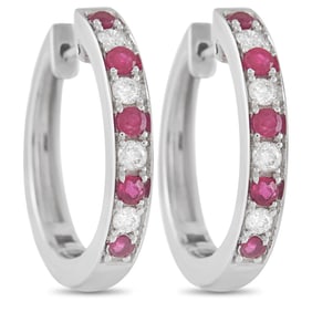 14K, 0.40ctw Ruby and 0.25ctw Diamond Earrings