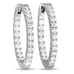 1.00ctw Diamond and 14K White Gold 0.85" Earrings
