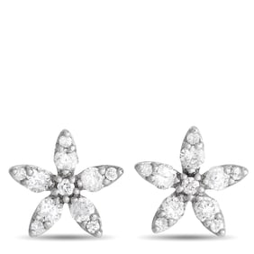 14K White Gold and 0.60ct Diamond Flower Earrings