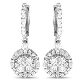 18K White Gold and 0.90ctw Diamond 0.75" Earrings