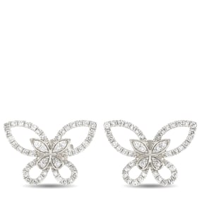 18K White Gold and 0.75ctw Diamond Butterfly Earrings