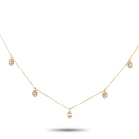 14K Yellow Gold and 0.35ctw Diamond Station Necklace
