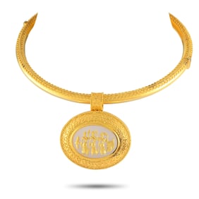 Ilias Lalaounis 18K and Crystal Greek Motif Necklace