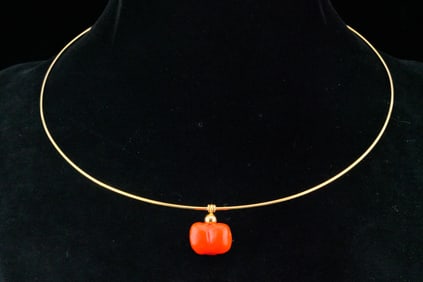 Tiffany & Co. Elsa Peretti Coral and 18K Pepper Necklace