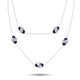 Cartier 3.00ctw Diamond, Lapis, Onyx and 18K Necklace