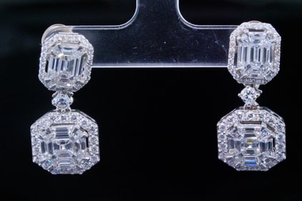 4.65ctw VS1-VS2/F-G Diamond and 18K Drop Earrings