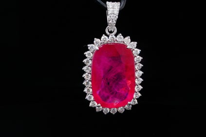 14.70ct Ruby, 1.00ctw Diamond and 18K Pendant