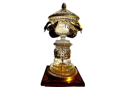 Baccarat 19th C. Cut Crystal and Gilt Brass 28" Urn Vase