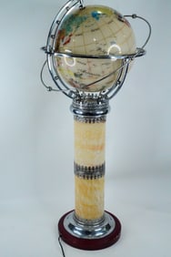 Handcrafted Illuminated Gemstone Globe W/Floor Stand