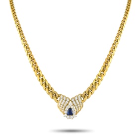 2.75ctw Diamond, 1.75ct Blue Sapphire, 18K Necklace
