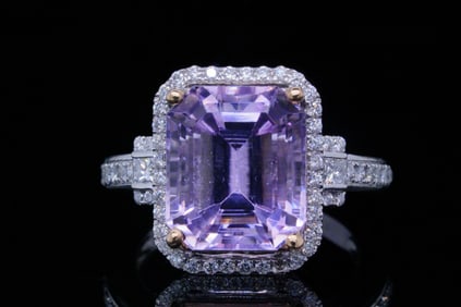9.00ct Kunzite, 0.50ctw Diamond and 14K Ring
