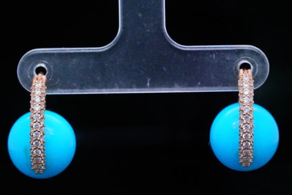 Atelier Marisa Orbit 8 Turquoise, Diamond, 18K Earrings