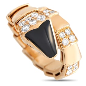 Bvlgari Serpenti 0.83ctw Diamond, 18K and Onyx Ring