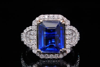 4.50ct Kyanite, 1.30ctw Diamond and 14K Ring