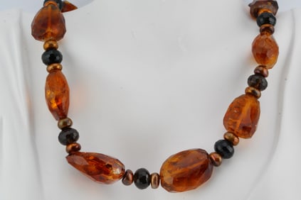 Stephen Dweck 430ctw Citrine and Smoky Quartz Necklace
