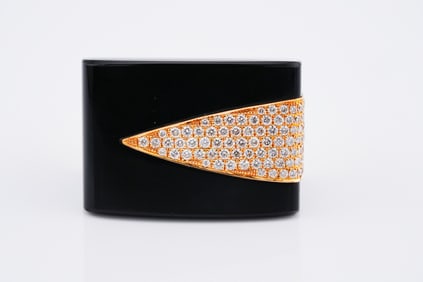 Cerrone 0.85ctw VS1-VS2/G-H Diamond, Onyx and 18K Ring