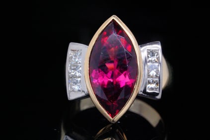 12.00ct Pink Tourmaline, 0.80ctw Diamond and 18K Ring