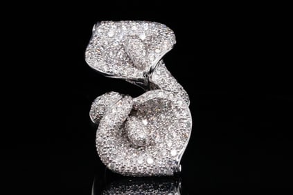 3.80ctw VS2-SI1/G-H Diamond and 18K Calla Lily Ring