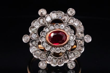 2.00ct Ruby, 1.50ctw Diamond and 14K Yellow Gold Ring