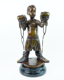 Jim Davidson "The Little Champ" Signed 26" Bronze Sculpture