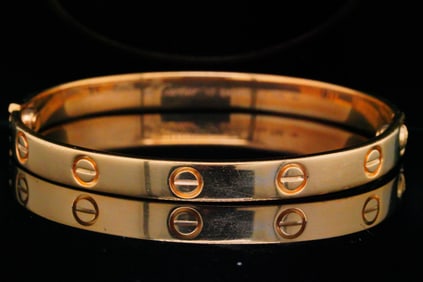 Solid 18K Yellow Gold Screw Bracelet