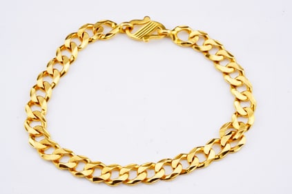 22K Yellow Gold Curb Chain Bracelet