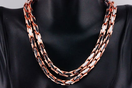 18K White and Rose Gold 26" Snake Link Necklace