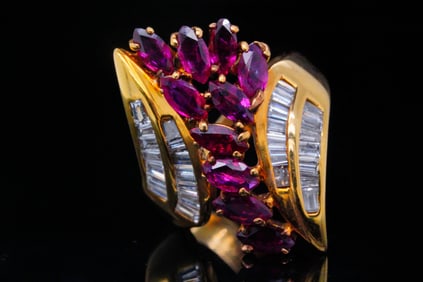 1.20ctw Ruby, 0.50ctw Diamond and 18K Ring