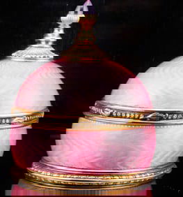 Vintage 14K Gold and Enamel Perfume Bottle W/Diamonds