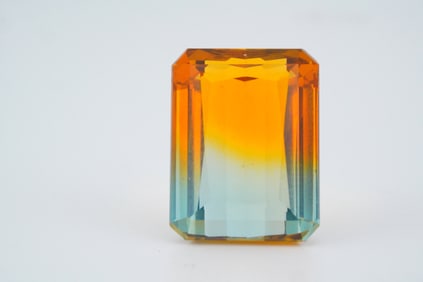 18.00ct Emerald Cut Bi-Color Orange-Green Tourmaline