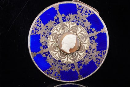 Solid Silver and Guilloche Enamel Round Box