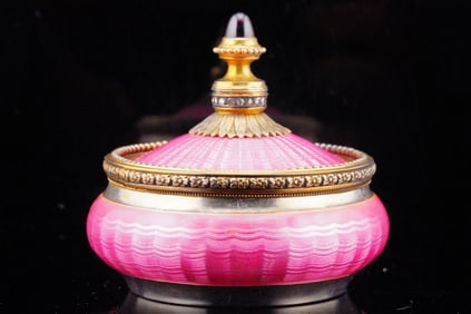 Silver and Enamel Perfume Bottle W/Diamonds and Garnet