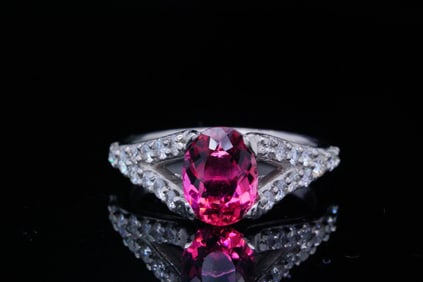 2.25ct Pink Tourmaline, 0.80ctw Diamond and 18K Ring