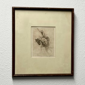 Edward Borein (1873-1945) "Bronc Rider" Etching