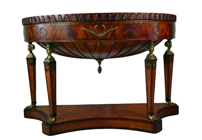 Maitland-Smith Sunburst Satinwood Inlay Console Table