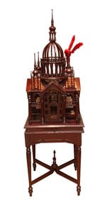 Antique Mahogany Architectural Bird Cage
