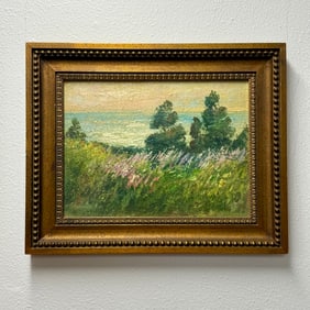 Oil On Burlap Floral Painting Signed "Vladimir"