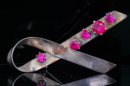 M. Kubichan 1.35ctw Ruby and Sterling Silver Pin