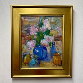 Artist Signed Oil On Canvas Still Life Painting