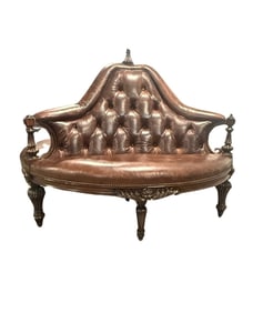 Maitland-Smith Hand Carved Mahogany and Leather Borne