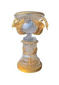 Baccarat 19th C. Cut Crystal and Gilt Brass Pedestal Vase