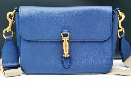 Gucci Navy Calfskin Jackie Convertible Shoulder Bag