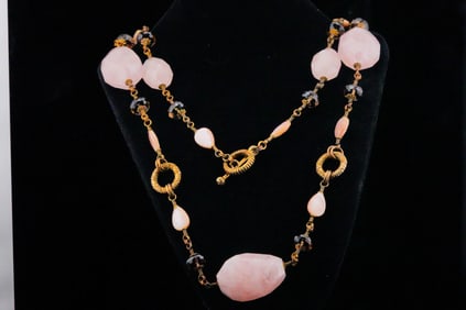 Stephen Dweck Quartz, Mother of Pearl and Bronze Necklace