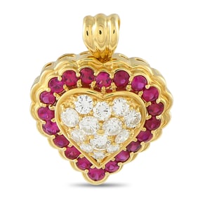 1.40ctw Ruby, 1.10ctw Diamond and 18K 1" Heart Pendant