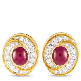 4.80ctw Ruby, 1.25ctw Diamond and 18K Ear Clips