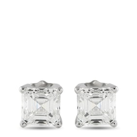 3.01ctw IF/J Emerald Cut Diamond and Platinum Earrings