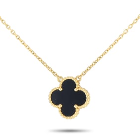 Van Cleef & Arpels Alhambra Onyx and 18K 16" Necklace