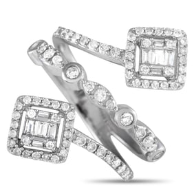 14K White Gold and 0.80ctw Diamond Triple Band Ring